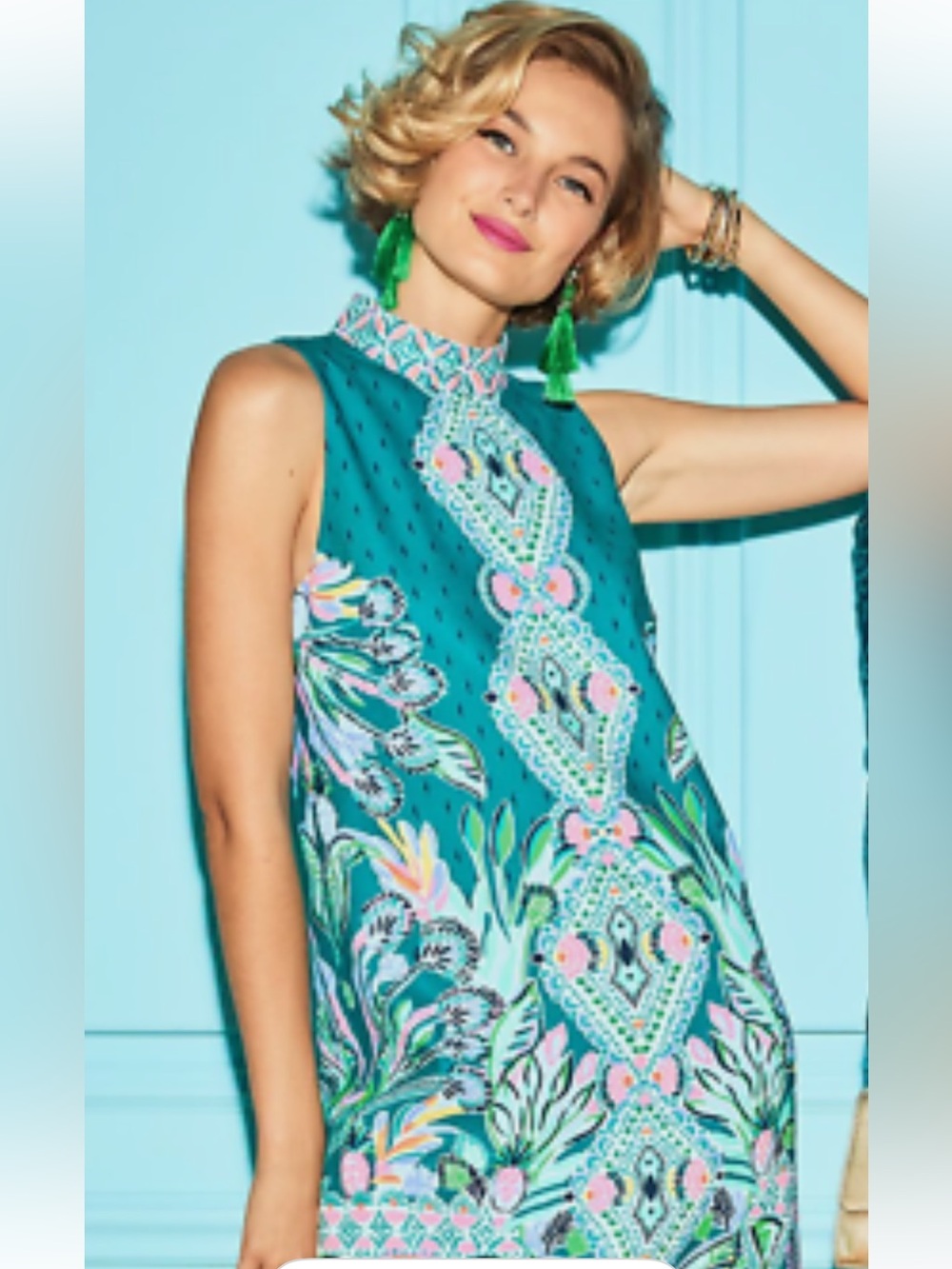 Lilly Pulitzer Brandi Shift Dress - Valencia Teal Rain Florist Size 4